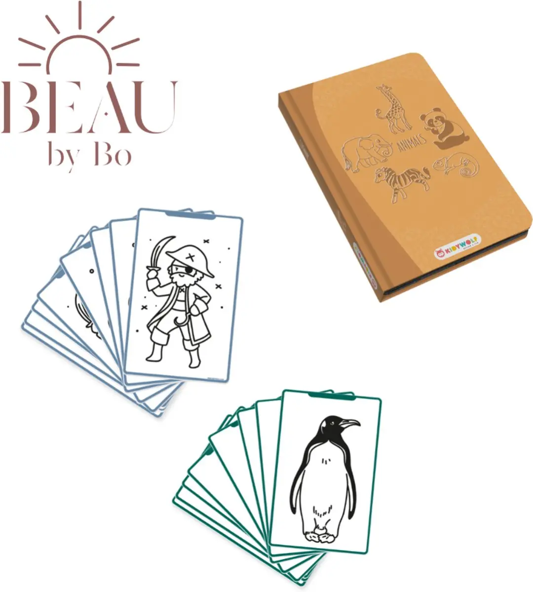 BEAU by Bo Kidywolf Kidydraw Mini Tekenboek met LCD-scherm Dieren + Refill Diere
