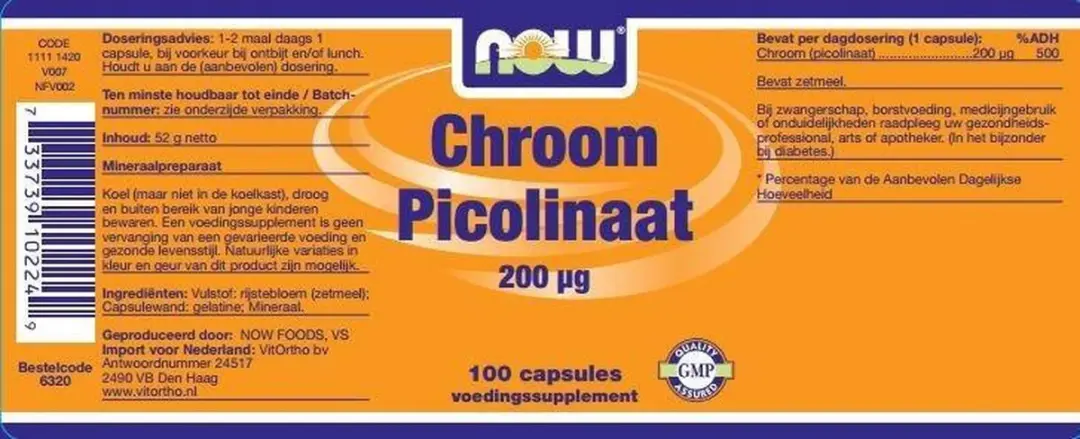 Now Foods Chroom Picolinaat 100 Vegicaps