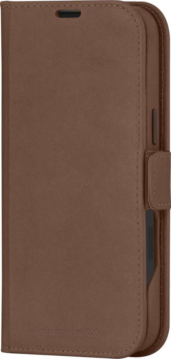 dbramante1928 Bookcase Hoesje iPhone 16 Plus - Cognac Leer - 4 Pasjes