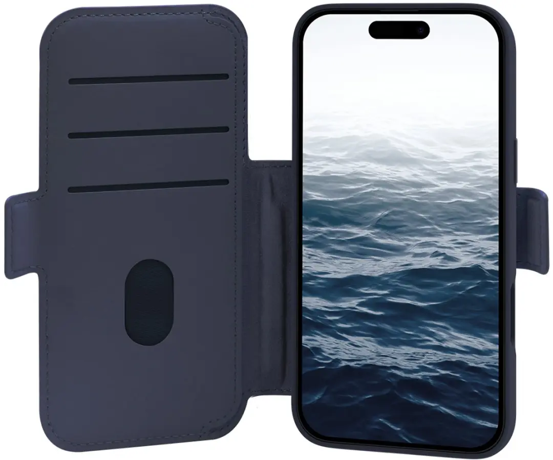 dbramante1928 Bookcase Hoesje iPhone 17 Pro Max - Effen Donkerblauw - Kunstleer - 4 Pasjes