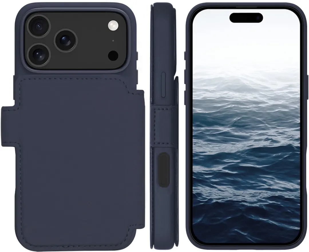 dbramante1928 Bookcase Hoesje iPhone 17 Pro Max - Effen Donkerblauw - Kunstleer - 4 Pasjes