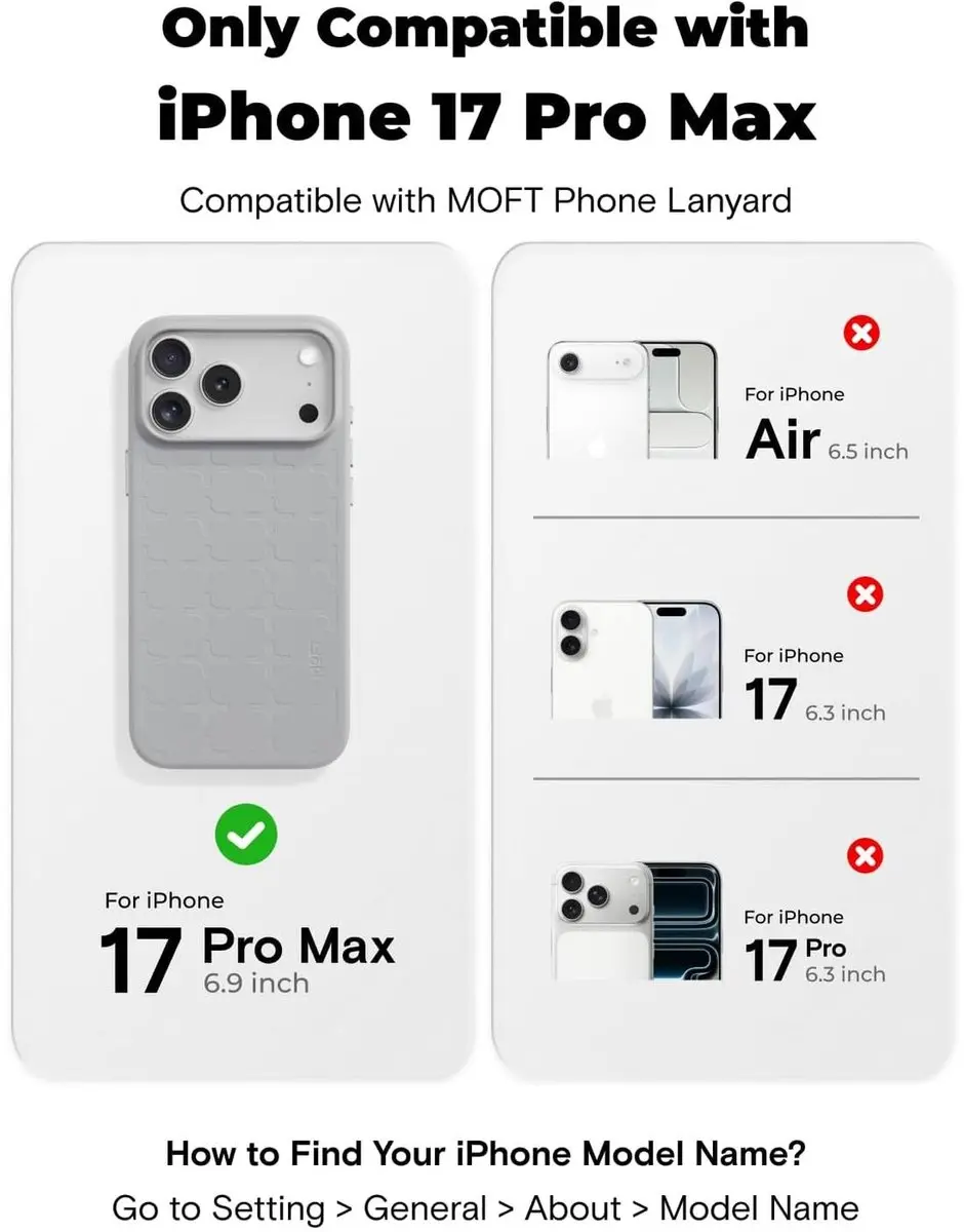 MOFT Tombogo Hoesje iPhone 17 Pro Max - Grijs Vegan Leer - MagSafe - afbeelding 3 van 6