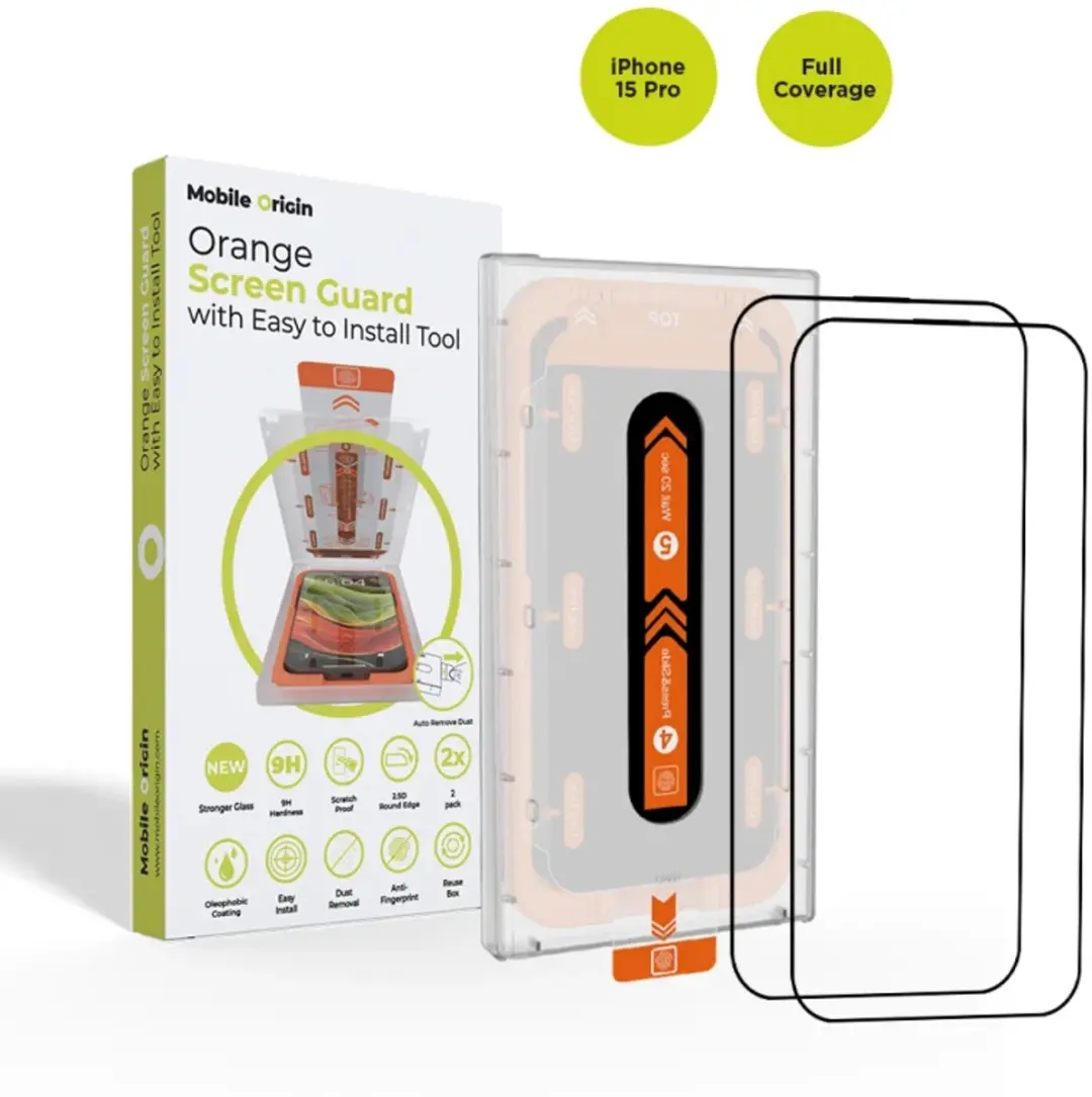 Mobile Origin Oranje Screen Guard iPhone 15 Pro - 2 Stuks
