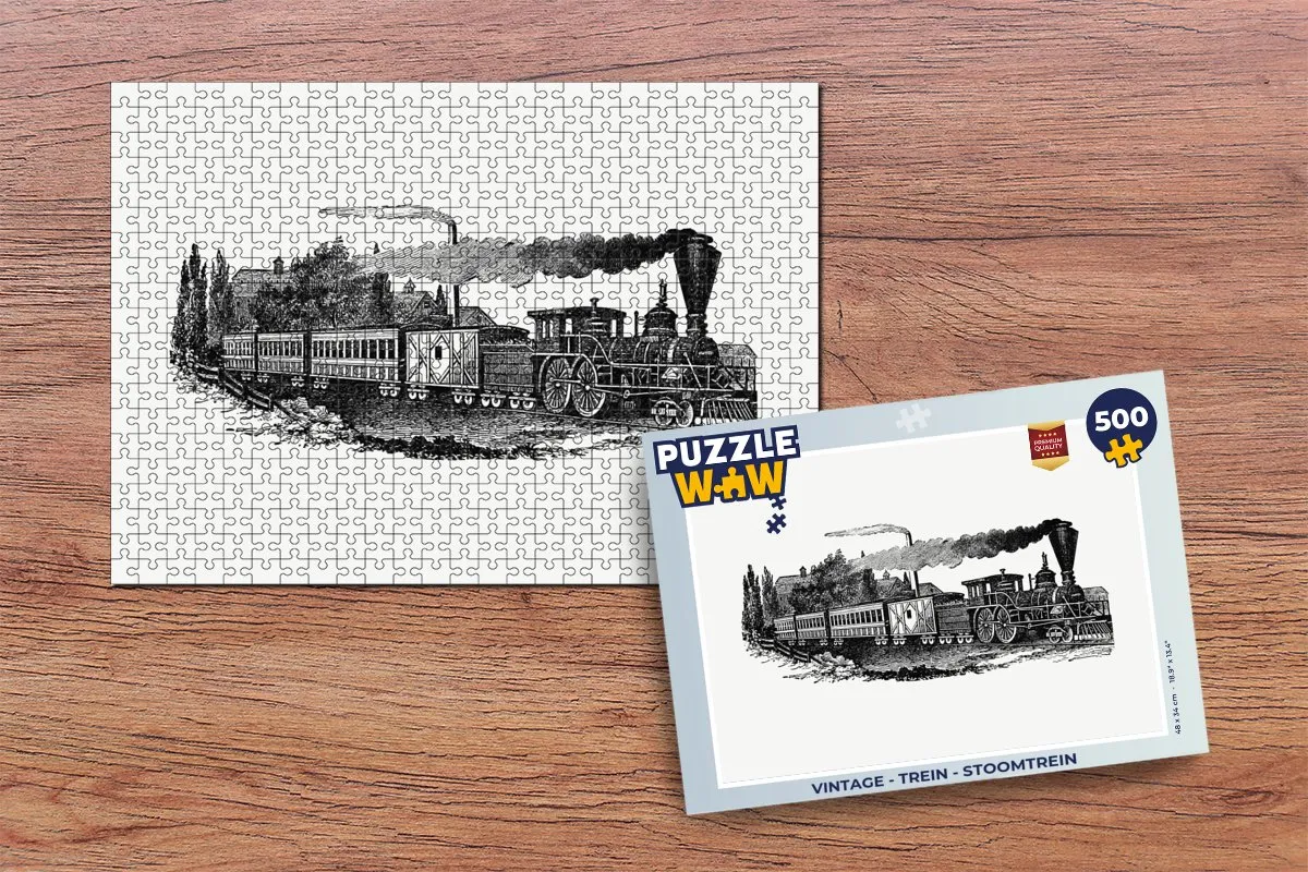 PuzzleWow Vintage Stoomtrein Legpuzzel 500 Stuks - Multicolor