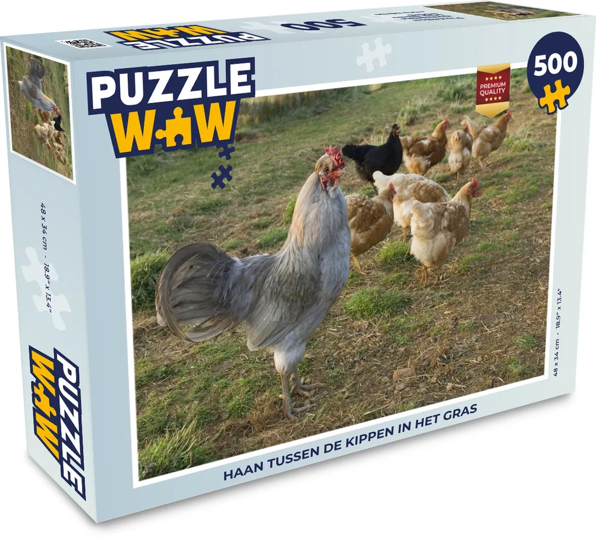 PuzzleWow Legpuzzel Haan tussen de kippen 500 Stuks - Multicolor