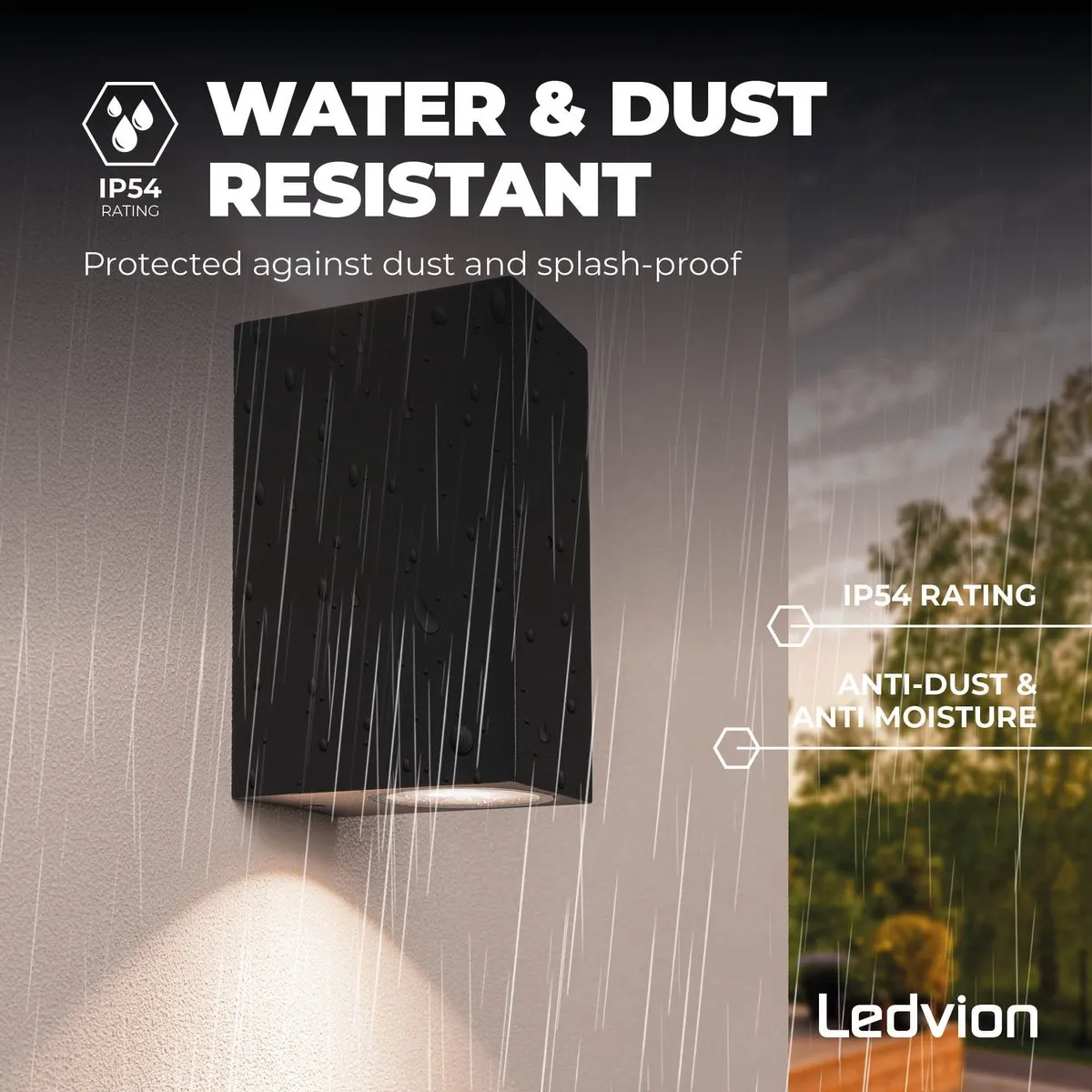 LEDVION Wandlamp met Sensor 2700K 3W - IP54 - Zwart