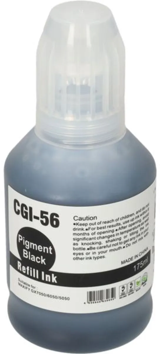 PrintAbout GI-56BK Inktcartridge - Zwart - 175ml - o.a. Canon PIXMA