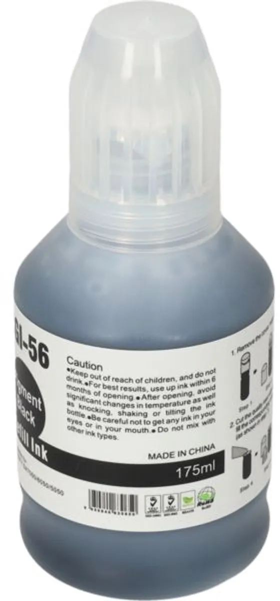 PrintAbout GI-56BK Inktcartridge - Zwart - 175ml - o.a. Canon PIXMA