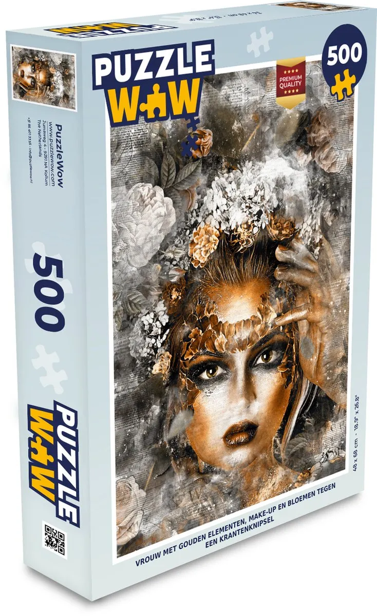 PuzzleWow Vrouwen Make-up Bloem Legpuzzel 500 Stuks - Multicolor