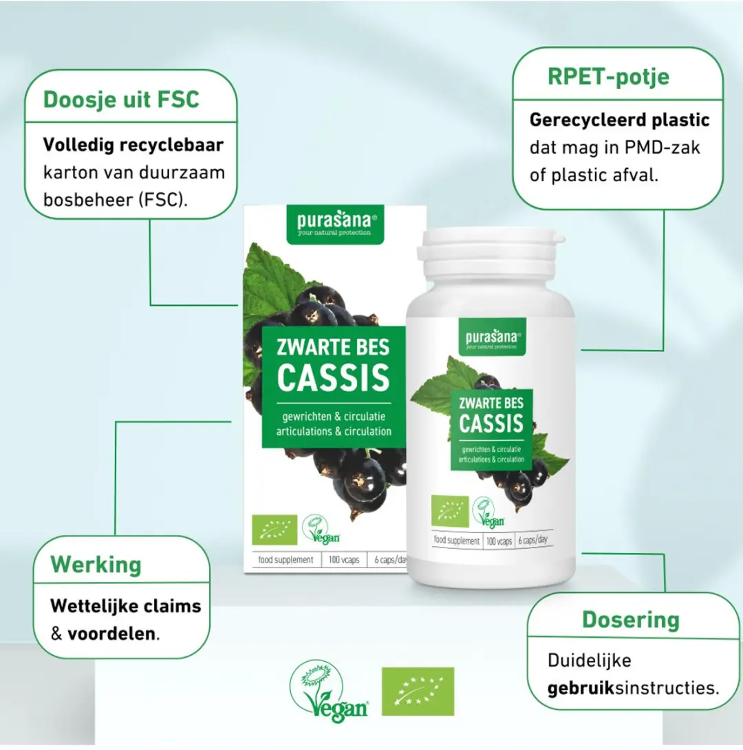 Purasana Zwarte Bes Capsules Bio 100 Stuks - afbeelding 4 van 6