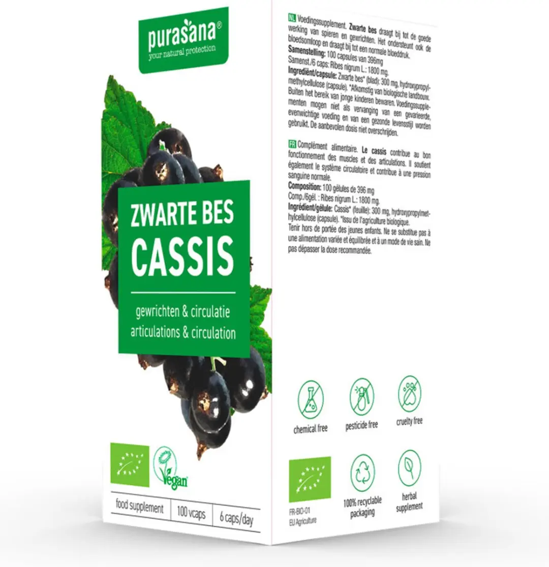 Purasana Zwarte Bes Capsules Bio 100 Stuks - afbeelding 2 van 6