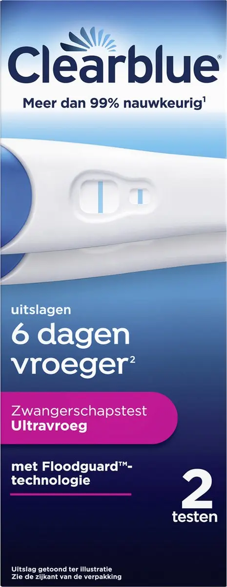 Clearblue Zwangerschapstest Ultravroeg 10mIU - 2 Stuks - afbeelding 2 van 6