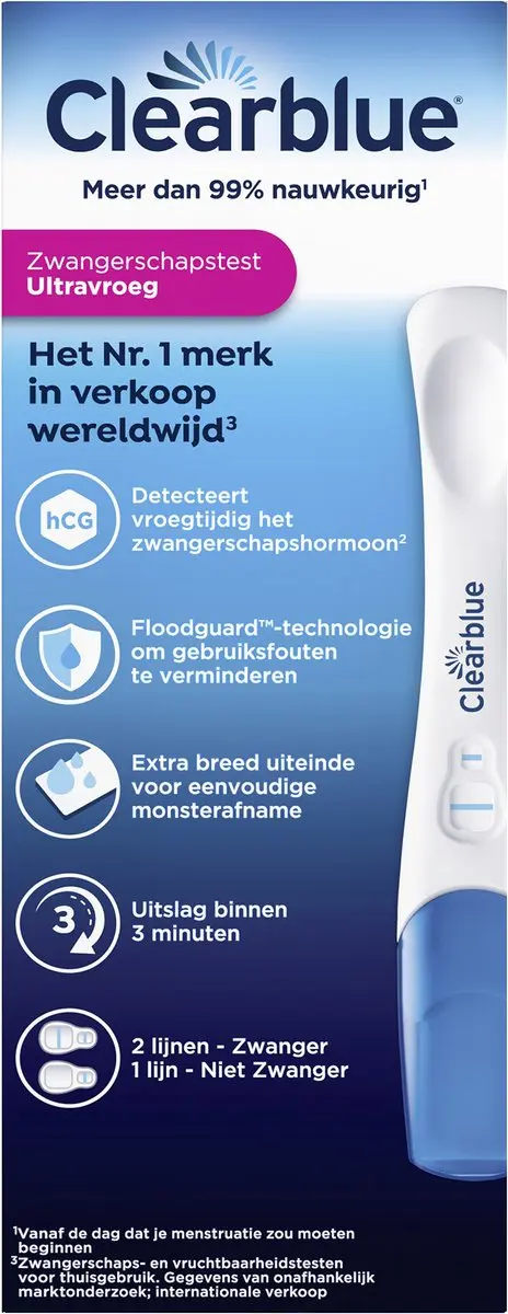 Clearblue Zwangerschapstest Ultravroeg 10mIU - 2 Stuks - afbeelding 3 van 6