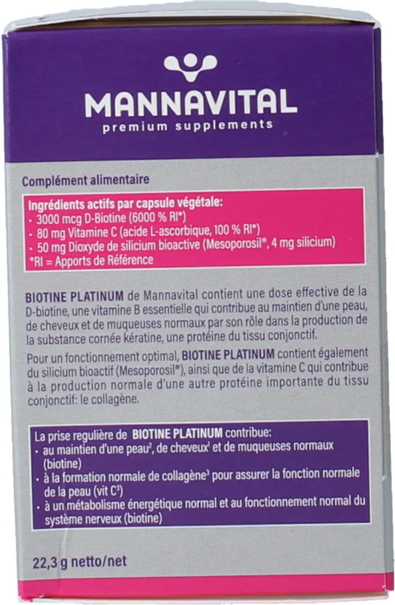 Mannavital Biotine Platinum 60 Capsules - Vegetarisch