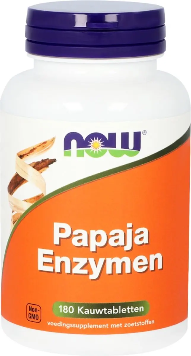 Now Foods Papaya Enzymen Kauwtabletten 180 Stuks - afbeelding 2 van 2