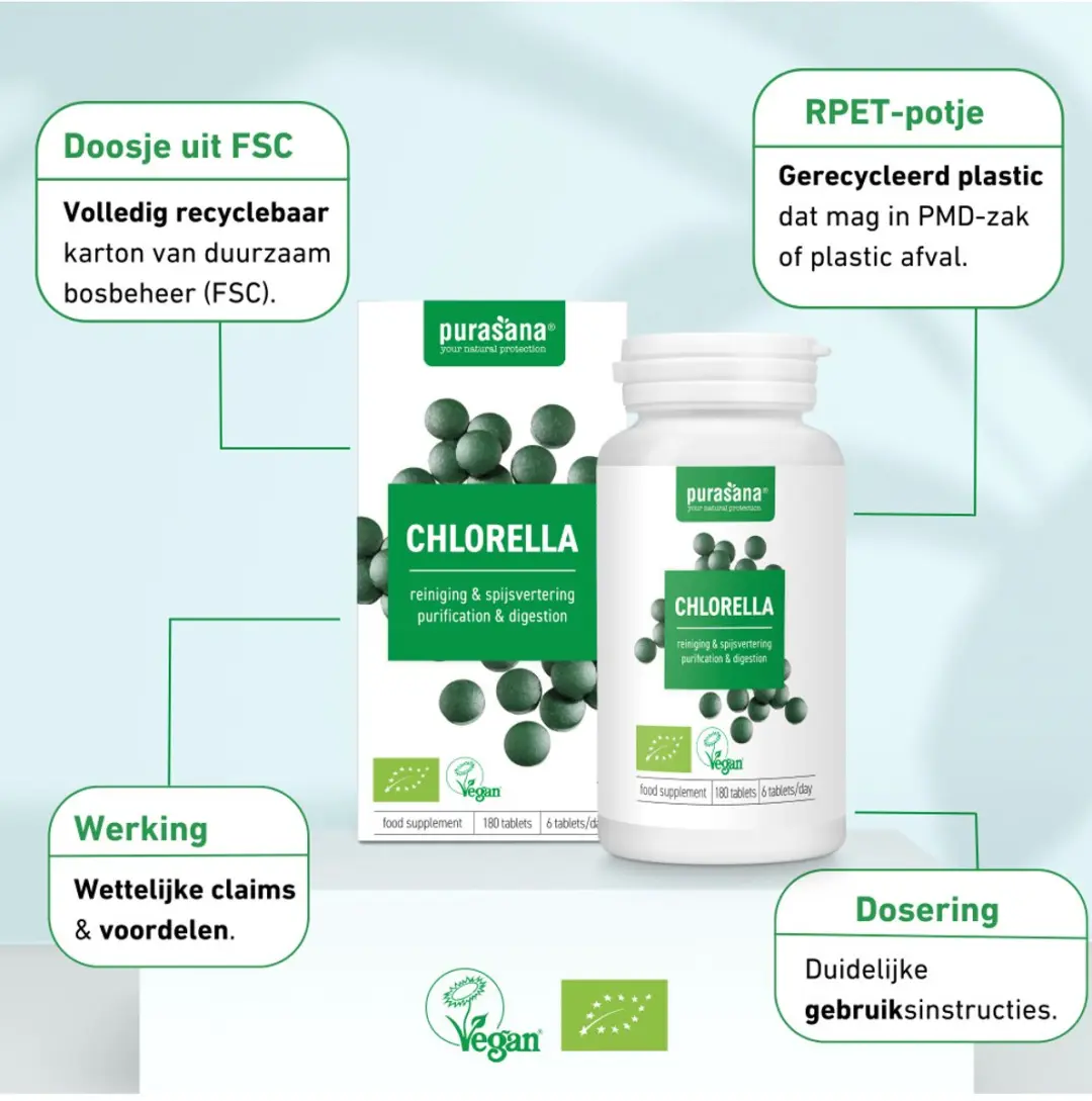 Purasana Chlorella 120 Capsules - afbeelding 5 van 6