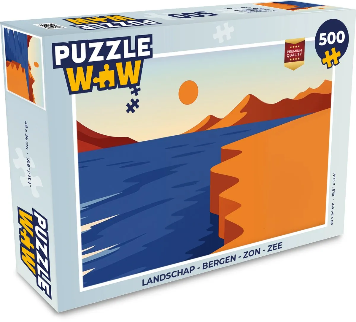 PuzzleWow Bergen - Zee - Zon Legpuzzel 500 Stuks