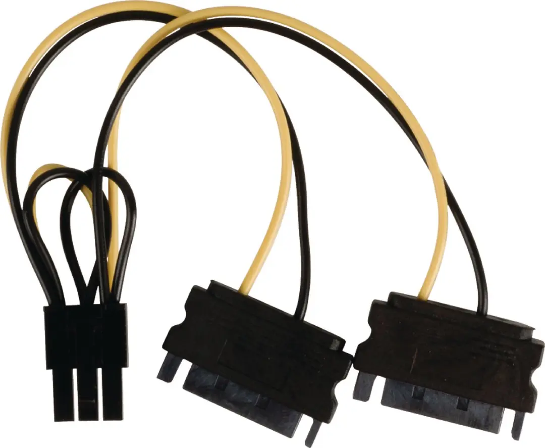 Nedis CCGP74205VA015 Voedingskabel - 2x SATA 15-Pins Male - PCIe Female - 0,20m - Geel/Zwart - afbeelding 6 van 6