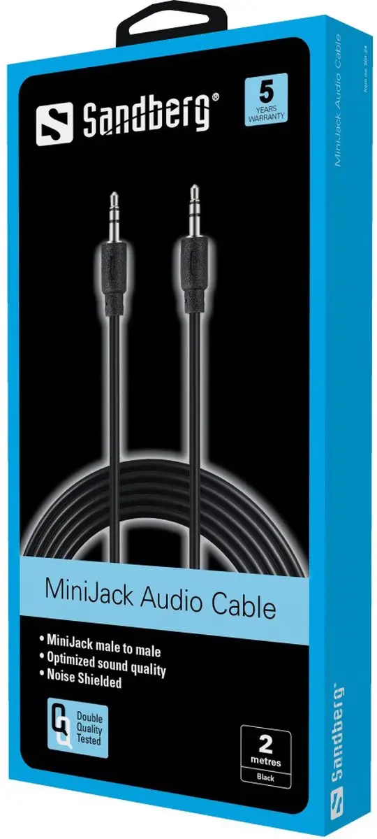 Sandberg 501-24 MiniJack Kabel M-M - 2m - Zwart