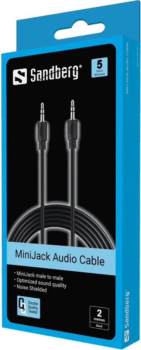 Sandberg 501-24 MiniJack Kabel M-M - 2m - Zwart