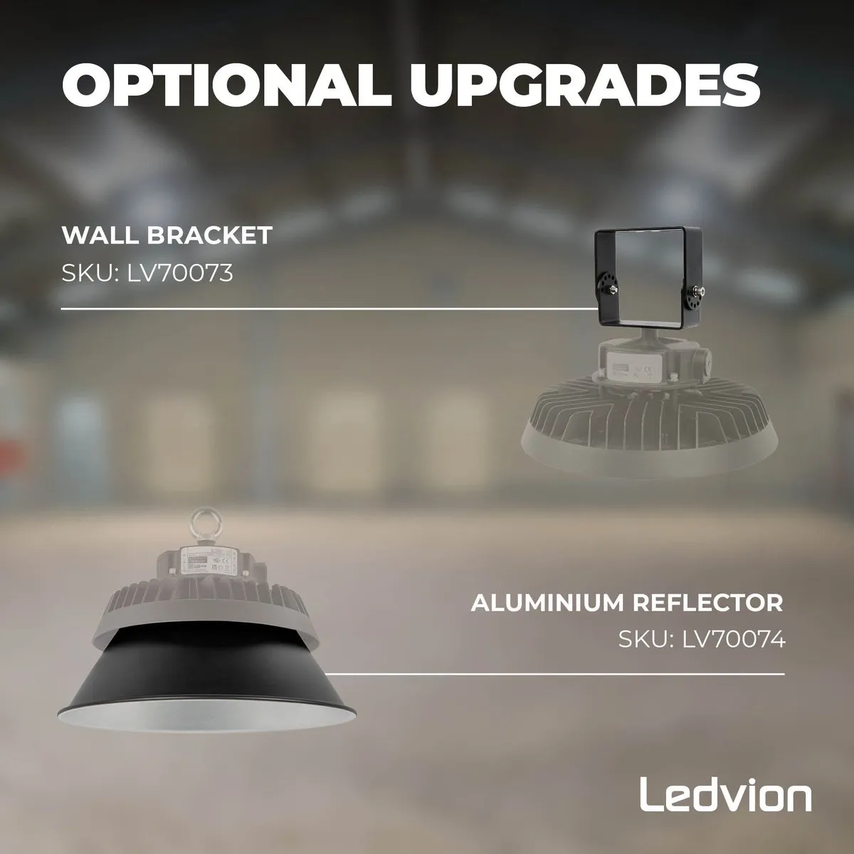 Ledvion LED High Bay 100W 4000K - 185lm/W IP65 Zwart