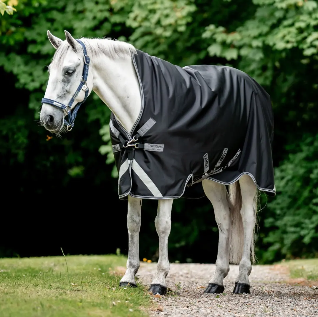 Rambo Wug Heavy Turnout Deken 400g Zwart/Onweersgrijs & Zilver 75_6'3"