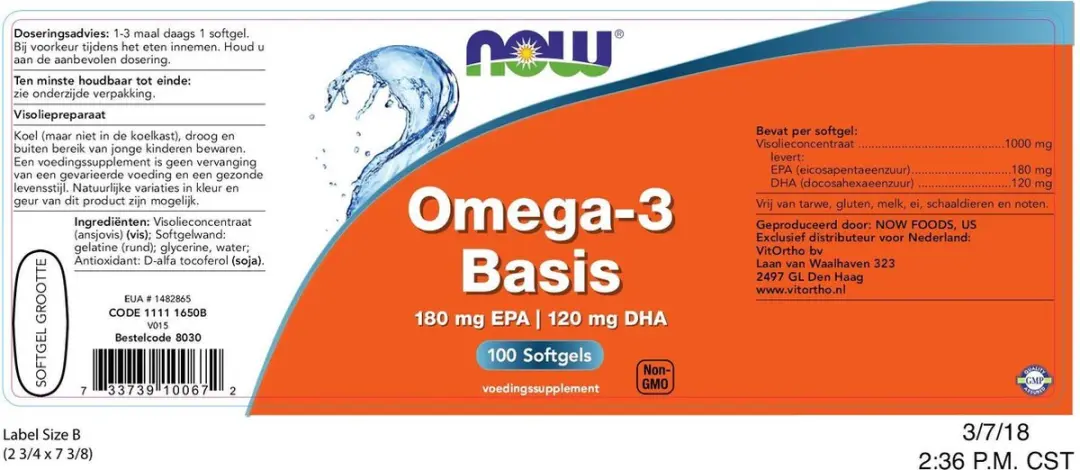 Now Foods Omega-3 Basis 1000mg Visolieconcentraat - 100 Softgels