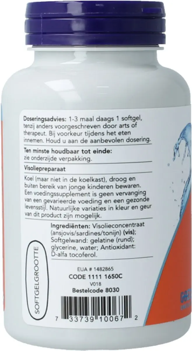 Now Foods Omega-3 Basis 1000mg Visolieconcentraat - 100 Softgels