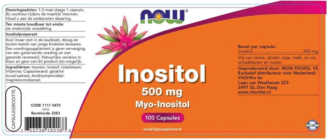 Now Foods Inositol 500mg - 100 Vegicaps - afbeelding 5 van 6