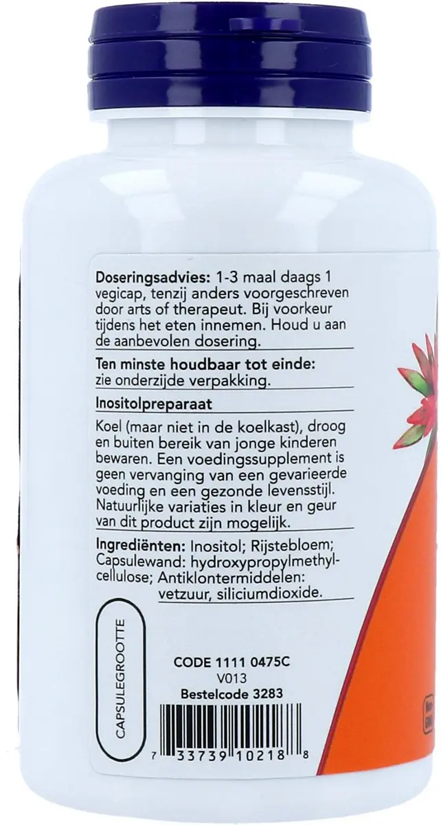 Now Foods Inositol 500mg - 100 Vegicaps - afbeelding 3 van 6