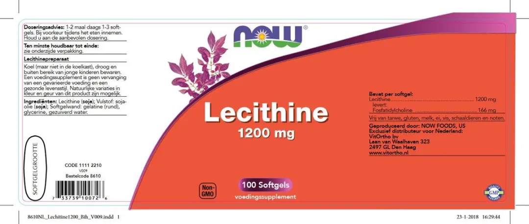 Now Foods Lecithine 1200mg - 100 Softgels - afbeelding 2 van 6