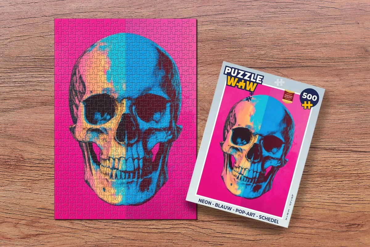 PuzzleWow Neon Schedel Legpuzzel 500 Stuks - MPN 8721406861126