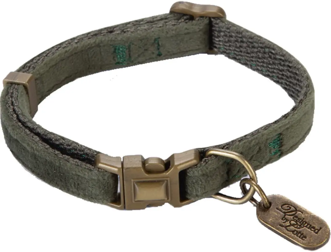 Designed by Lotte Kattenhalsband Velura - Groen - 20-30 cm