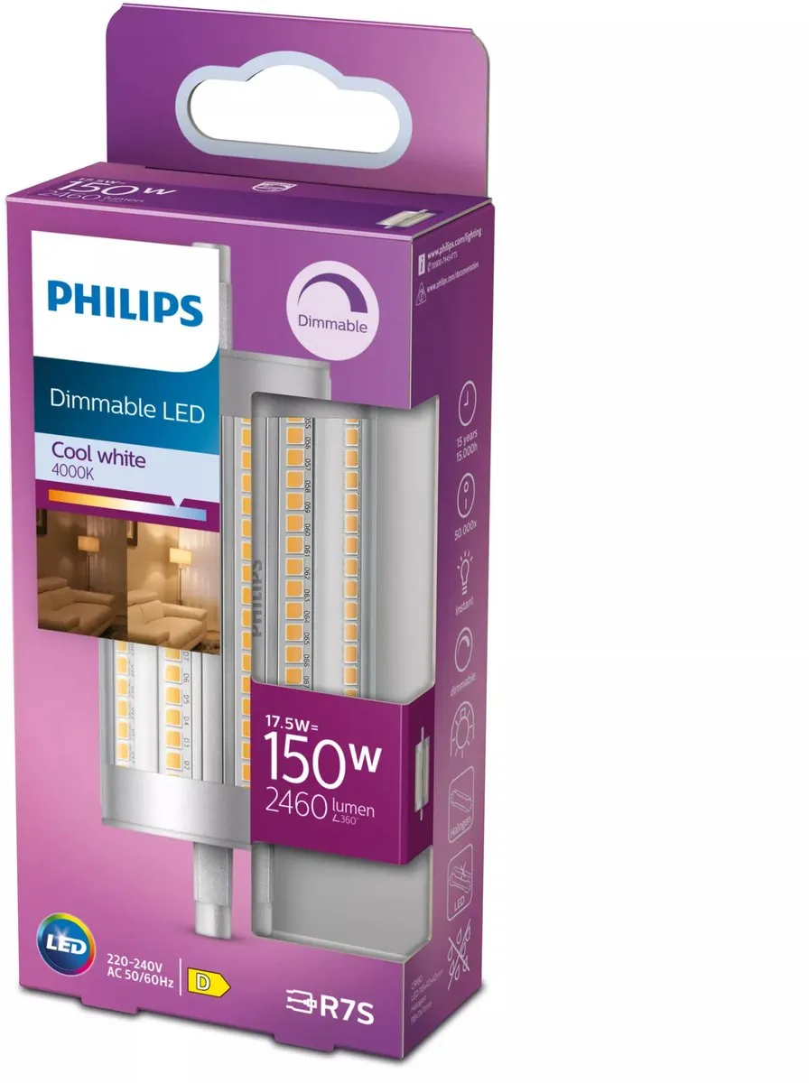 Philips LED Staaflamp Transparant 150W R7S