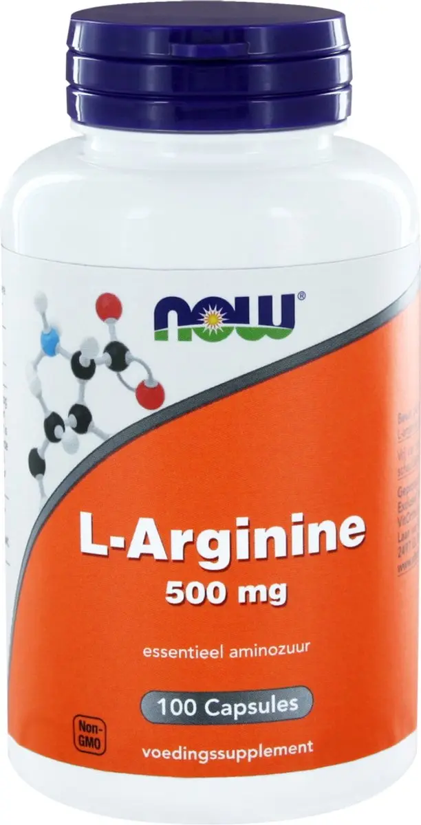 Now Foods L-Arginine 500mg Capsules - 100 Stuks - afbeelding 2 van 2