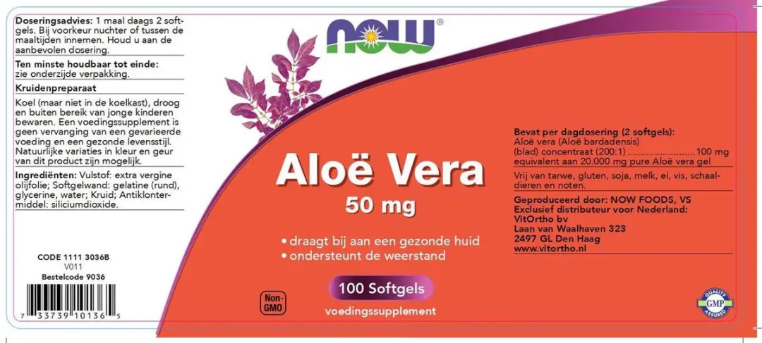 Now Foods Aloë Vera Concentraat 50mg - 100 Softgels