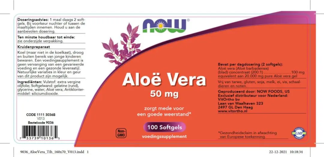Now Foods Aloë Vera Concentraat 50mg - 100 Softgels