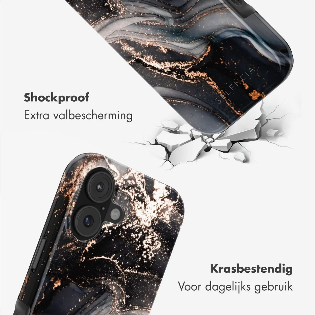 Selencia Hoesje iPhone 17 - Chic Marble Black - MagSafe