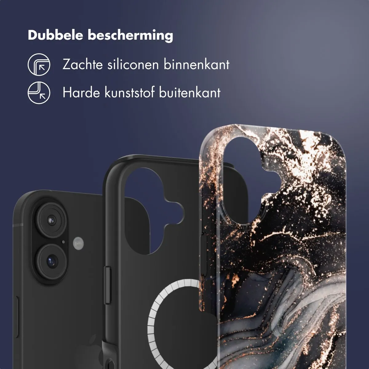 Selencia Hoesje iPhone 17 - Chic Marble Black - MagSafe