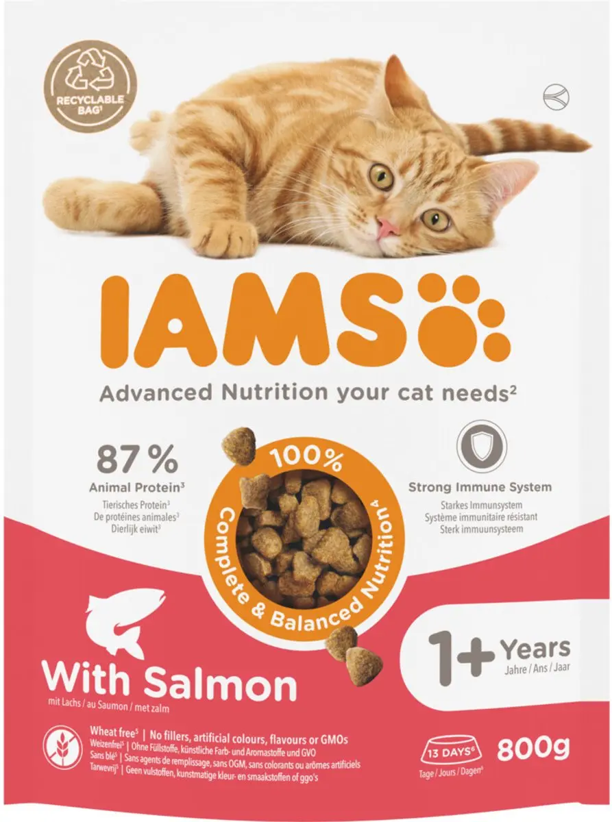 Iams Kat Adult Zalm 800g - 25kg (5x5)