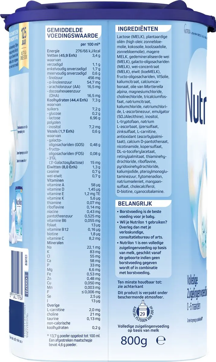 Nutrilon 1 Volledige Zuigelingenvoeding 0-6 maanden - 800g - afbeelding 2 van 6