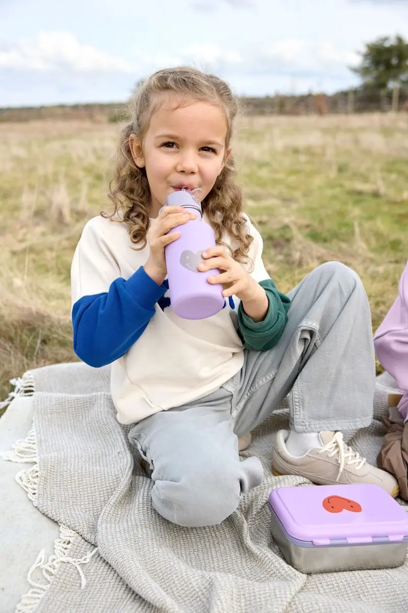 Lässig Little Gang RVS Drinkfles 0,5L - Heart Lilac