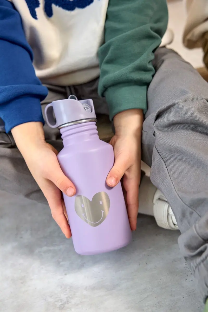 Lässig Little Gang RVS Drinkfles 0,5L - Heart Lilac