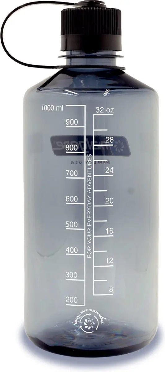 Nalgene Narrow Mouth Fles 1L - BPA-vrij - Grijs - afbeelding 2 van 4