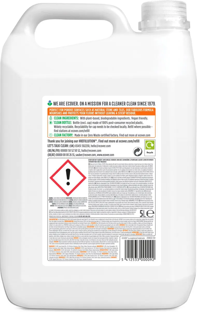 Ecover Vloerreiniger 5L - Sinaasappel & Citroen