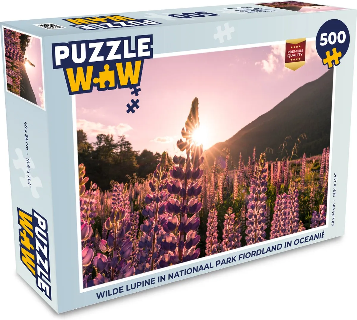PuzzleWow Wilde Lupine Fiordland Legpuzzel 500 Stuks - Multicolor
