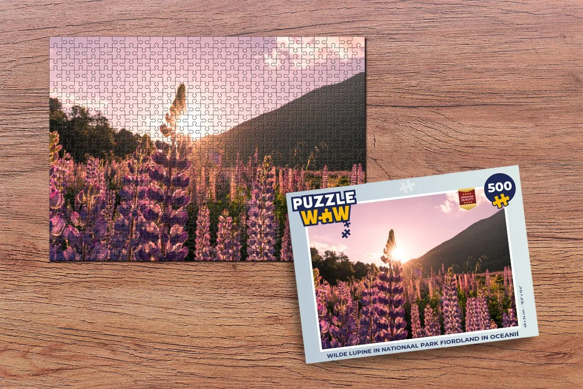 PuzzleWow Wilde Lupine Fiordland Legpuzzel 500 Stuks - Multicolor