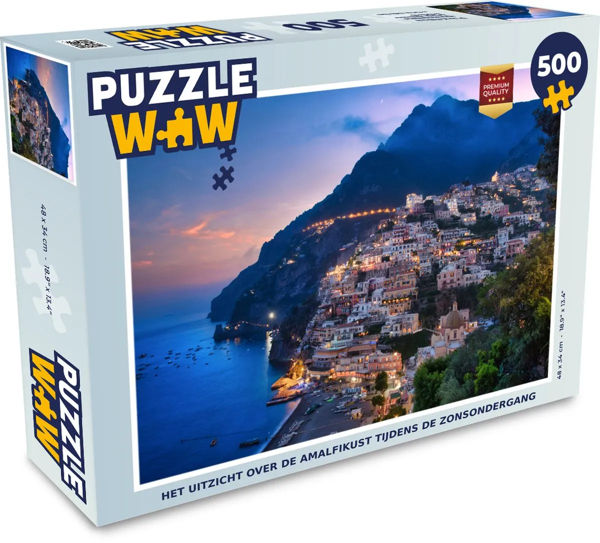 PuzzleWow Legpuzzel Amalfikust Zonsondergang 500 Stuks - Multicolor
