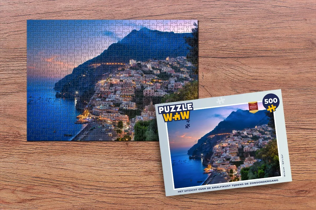 PuzzleWow Legpuzzel Amalfikust Zonsondergang 500 Stuks - Multicolor