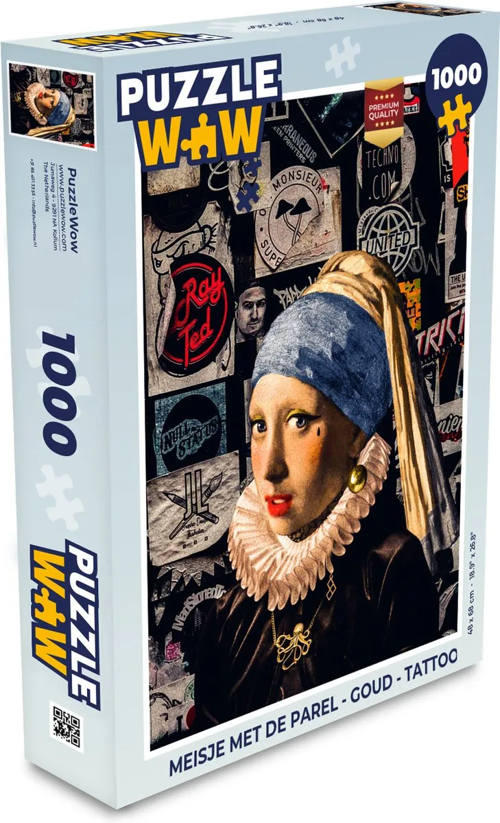 PuzzleWow Meisje met de Parel Legpuzzel 1000 Stuks - Multicolor